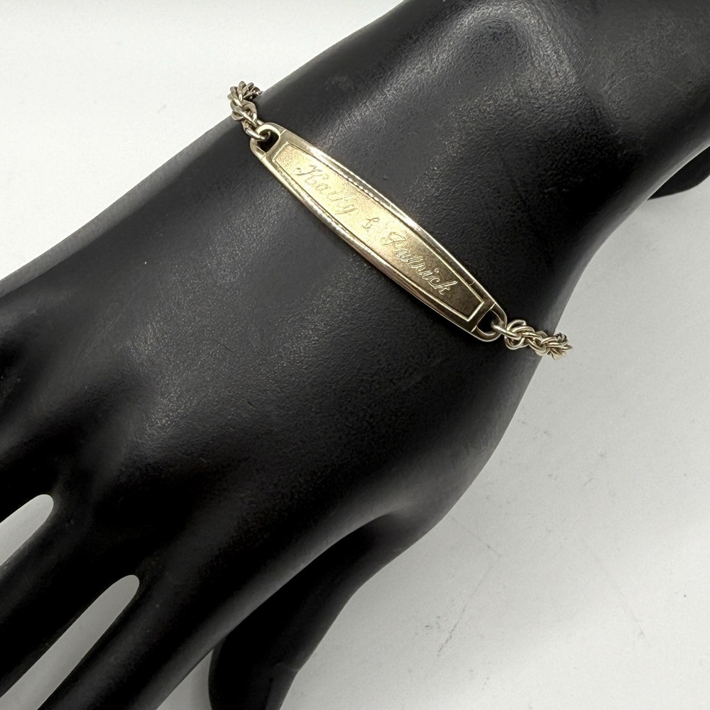 Vintage Speidel USA ID Identification Chain Bracelet Gold Tone Engraved 6.5"